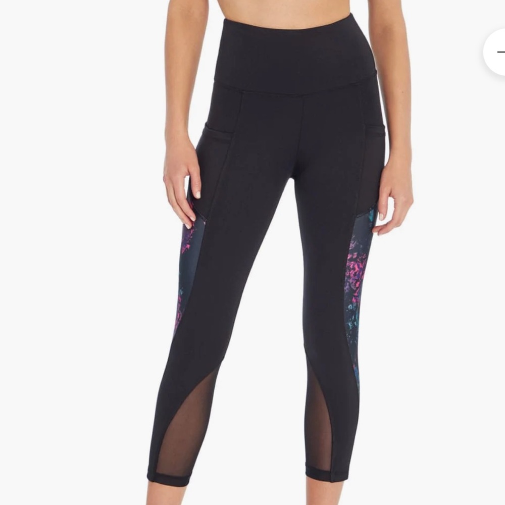 Marika mesh crystal Dye Yoga Capris mckenna black purple pink - Picture 2 of 10